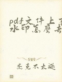 pdf文件上有水印怎么去除