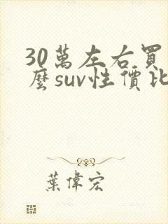 30万左右买什么suv性价比最高排名