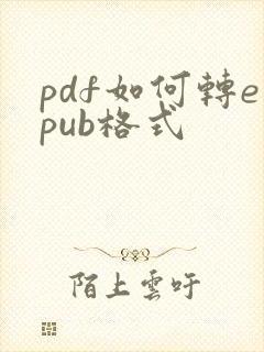 pdf如何转epub格式