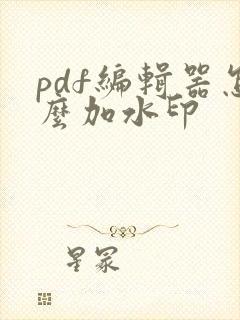 pdf编辑器怎么加水印