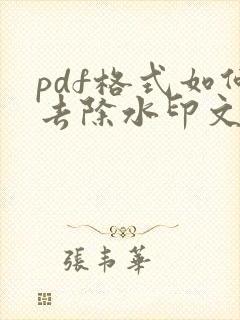 pdf格式如何去除水印文字