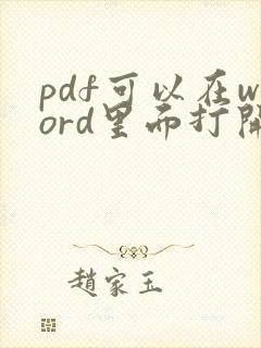 pdf可以在word里面打开吗