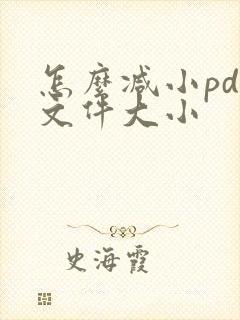 怎么减小pdf文件大小