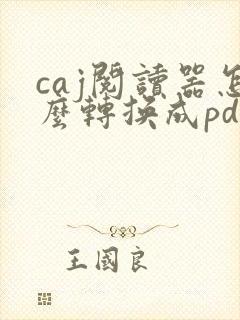 caj阅读器怎么转换成pdf