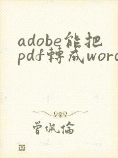 adobe能把pdf转成word吗