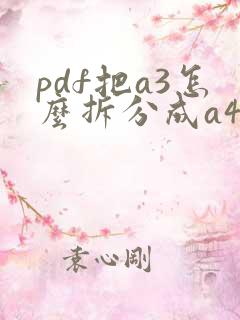 pdf把a3怎么拆分成a4