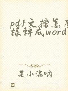 pdf文档怎么样转成word文档