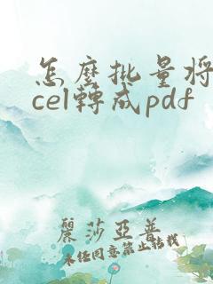 怎么批量将excel转成pdf