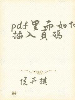pdf里面如何插入页码