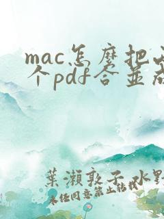 mac怎么把两个pdf合并成一个