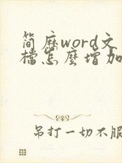简历word文档怎么增加一页