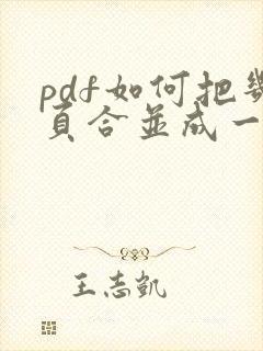 pdf如何把几页合并成一页打印