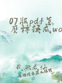07版pdf怎么转换成word