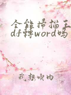 全能扫描王能pdf转word吗