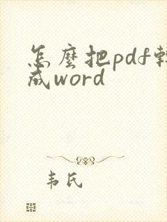怎么把pdf转成word