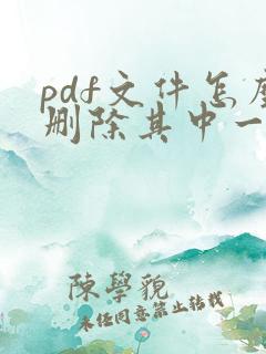 pdf文件怎么删除其中一页?