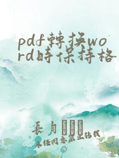 pdf转换word时保持格式不变
