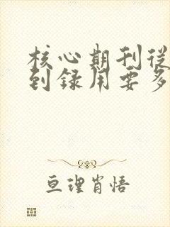 核心期刊从投稿到录用要多久