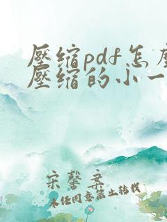 压缩pdf怎么压缩的小一点