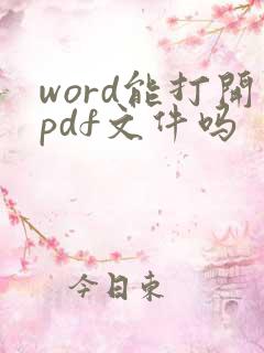 word能打开pdf文件吗
