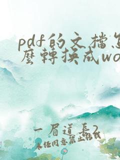 pdf的文档怎么转换成word文档