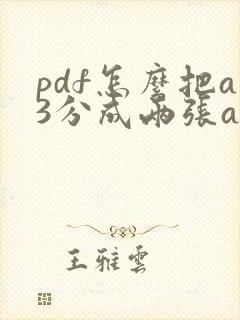 pdf怎么把a3分成两张a4