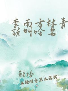 李南方林青青小说叫啥名