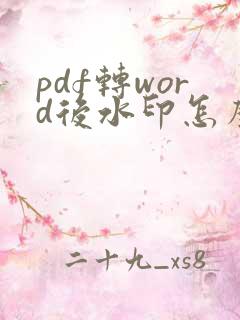 pdf转word后水印怎么去掉