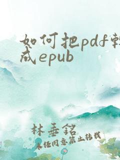 如何把pdf转成epub