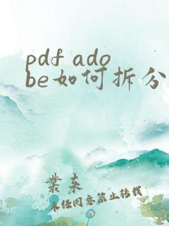 pdf adobe如何拆分