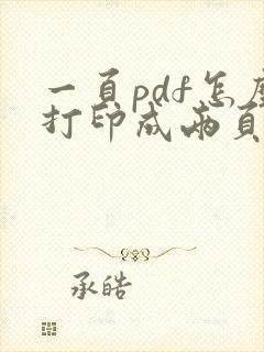 一页pdf怎么打印成两页