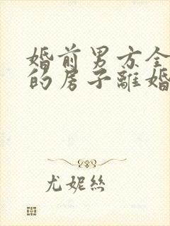 婚前男方全款买的房子离婚怎么分
