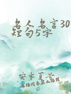 名人名言30句短句5字