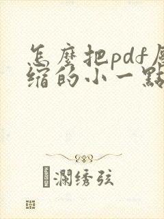 怎么把pdf压缩的小一点