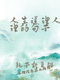人生道理人生哲理的句子