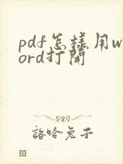 pdf怎样用word打开