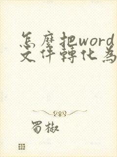 怎么把word文件转化为pdf格式