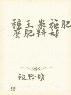 种玉米施肥用什么肥料好