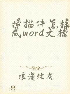 扫描件怎样转换成word文档