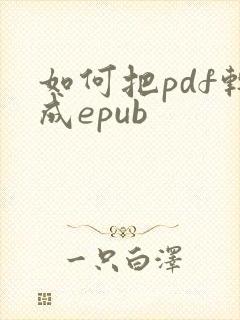 如何把pdf转成epub