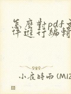 怎么对pdf文件进行编辑