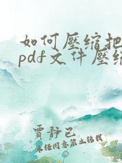 如何压缩把大的pdf文件压缩小
