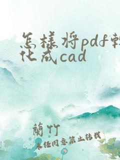 怎样将pdf转化成cad