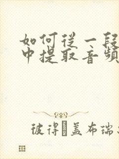 如何从一段视频中提取音频
