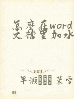 怎么在word文档里加水印 然后变pdf