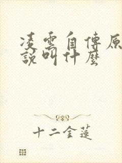 凌云自传原著小说叫什么