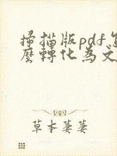 扫描版pdf怎么转化为文字版