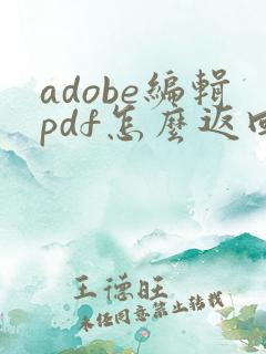 adobe编辑pdf怎么返回上一步
