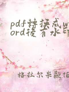 pdf转换成word后有水印怎么去除