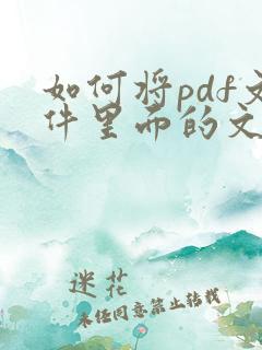 如何将pdf文件里面的文字提取出来